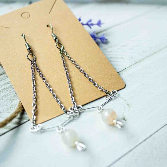Triangle Chain Dangle Earrings with Stainless Steel Chain - Picture 1 of 13